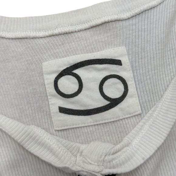 Vintage 69 White Ribbed Cotton Cropped Tank Top Y2K - Picture 2 of 6